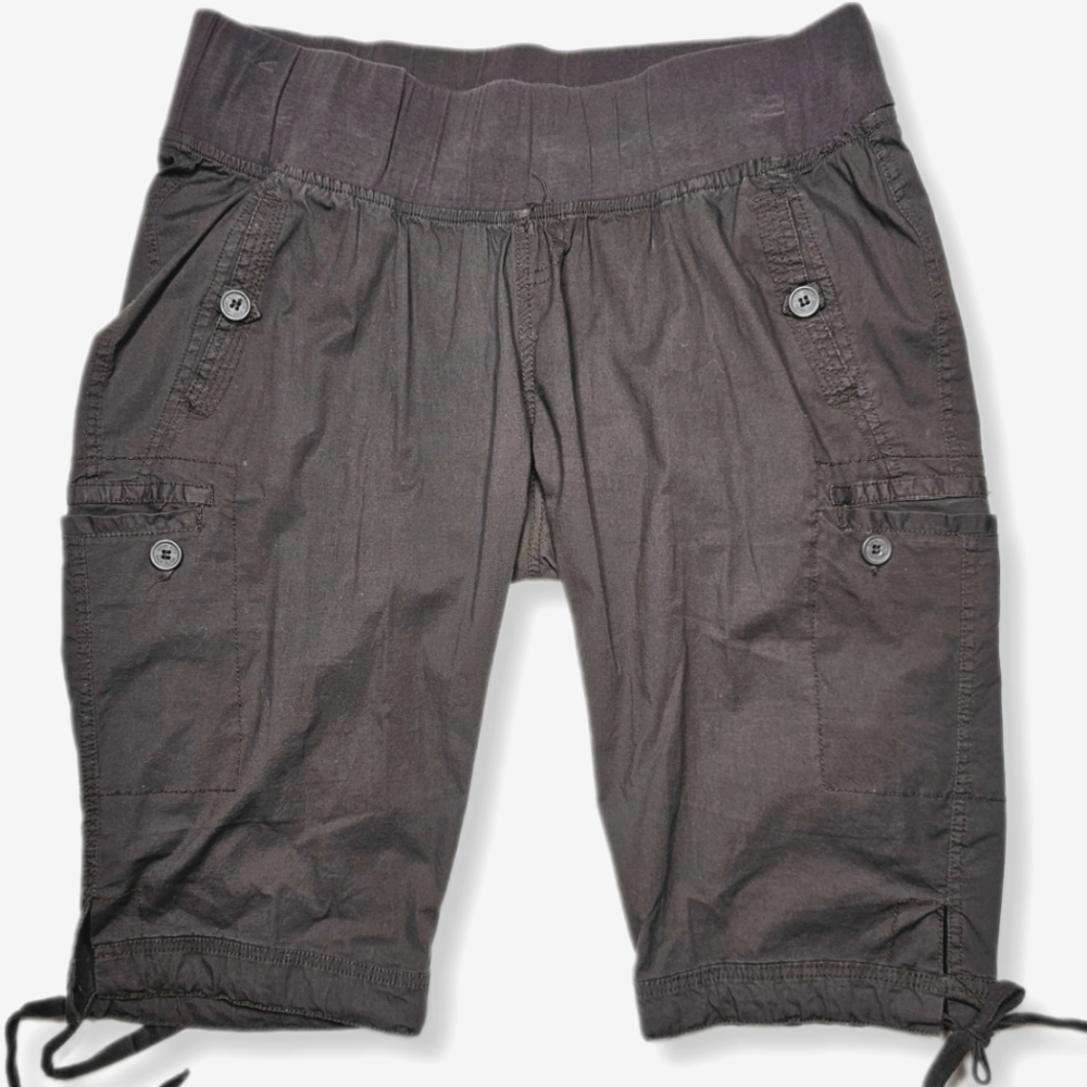 Angel Kiss Maternity Brown Capri Cargo Utility Pants XL W-453